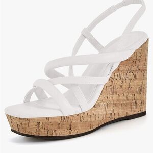 White Strappy Wedge Sandals